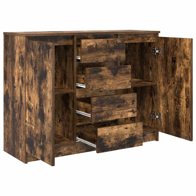 Sideboard With Drawers 100.5X35x76 Cm Engineered Wood, Smoked Oak