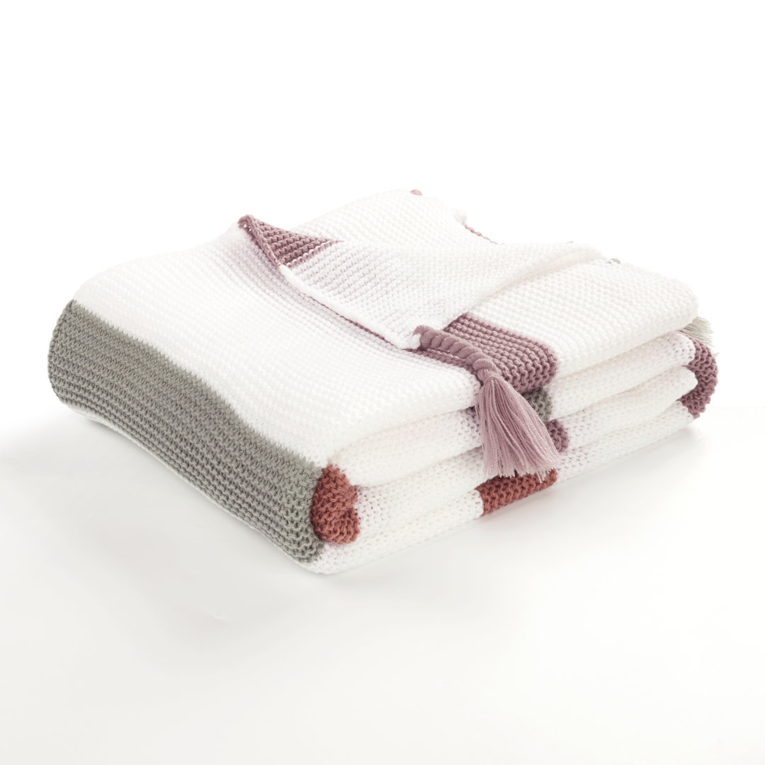 Boho Knitted Braided Tassel Throw Lush Decor