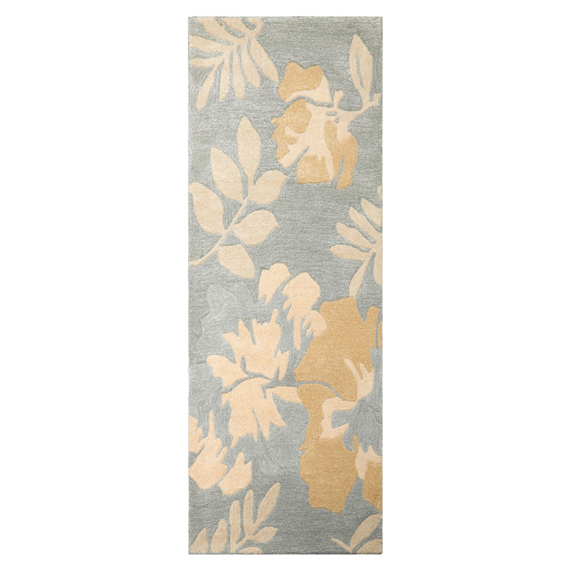 Tapis de couloir oriental gris en laine multicolore touffeté à la main gris, Tapis de couloir 2 pi 6 po x 6 pi