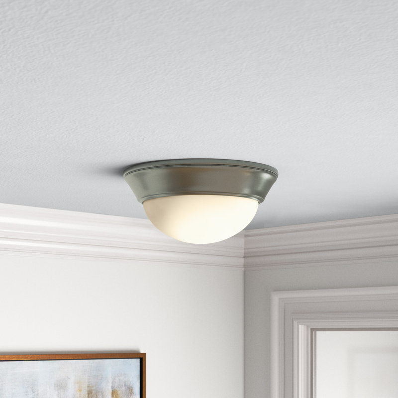 Plafonnier encastré 2 lumières Rowan, Nickel brossé, H 7 po x l 16 po x P 16 po