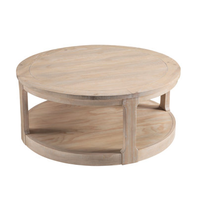 40Inch Round Wooden Coffee Table With 2 And Adjustable Swivel - Mid Century Rustic Theme For Apartments Practical Large Circle Tier Setup Wheels Style Homes Stylish