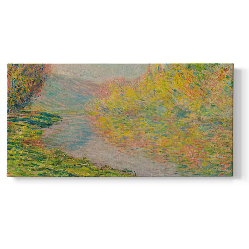 Série paysage - MCXLII - Toile tendue avec châssis, prête à accrocher, H 25 po x l 49 po, Doré