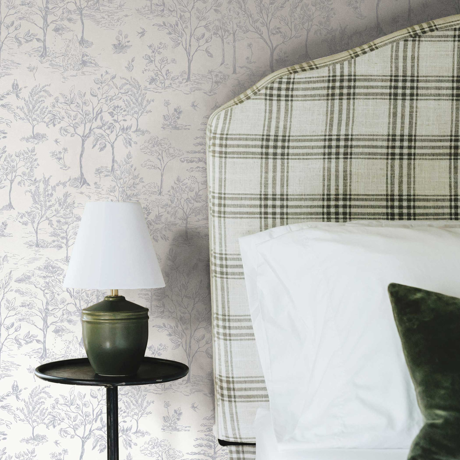 Arbor Toile Self-Adhesive Wallpaper Roll, Blue