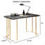 Contemporary Desk With Faux Marble On Top USB & Power Outlet, Gold/Black