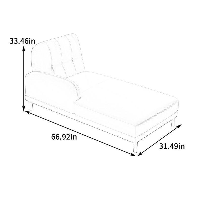 Chaise longue inclinable en simili cuir, Accoudoir à droite (vu de face), Fauve