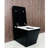 Bathroom Smart Toilet With Built-In Tank, Auto Flush, Heated Seat, Remote Control, Led Display, Black Square Synthesis Matte-127346840