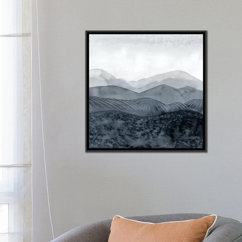 « blustering valley ii », impression sur toile, H 18 po x l 18 po x P 1,5 po, Toile avec cadre noir, Pas de tapis