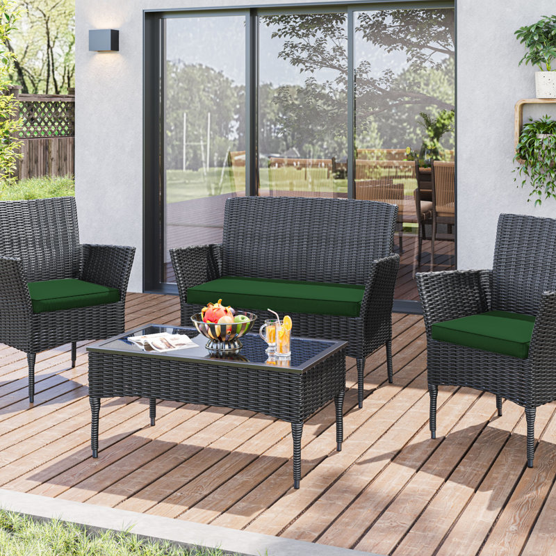 3-Piece Outdoor Seat Cushion Set, Hunter  Green