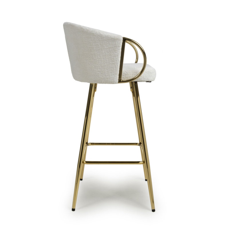 Balasa Upholstered Bar Stool with Iron Frame, Cream