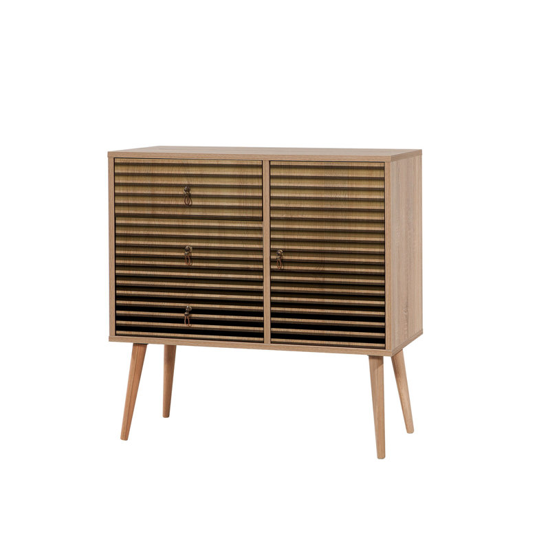 Schulter 3 Drawer 90cm W Combo Dresser, Yellow/Black