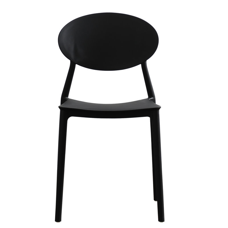 Aldric Polypropylene Outdoor Stacking Dining Side Chair, Black