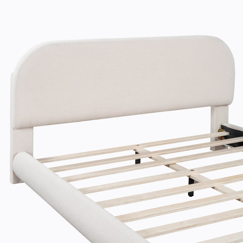 Teddy Fleece Curve-shaped Bed, Beige, Queen