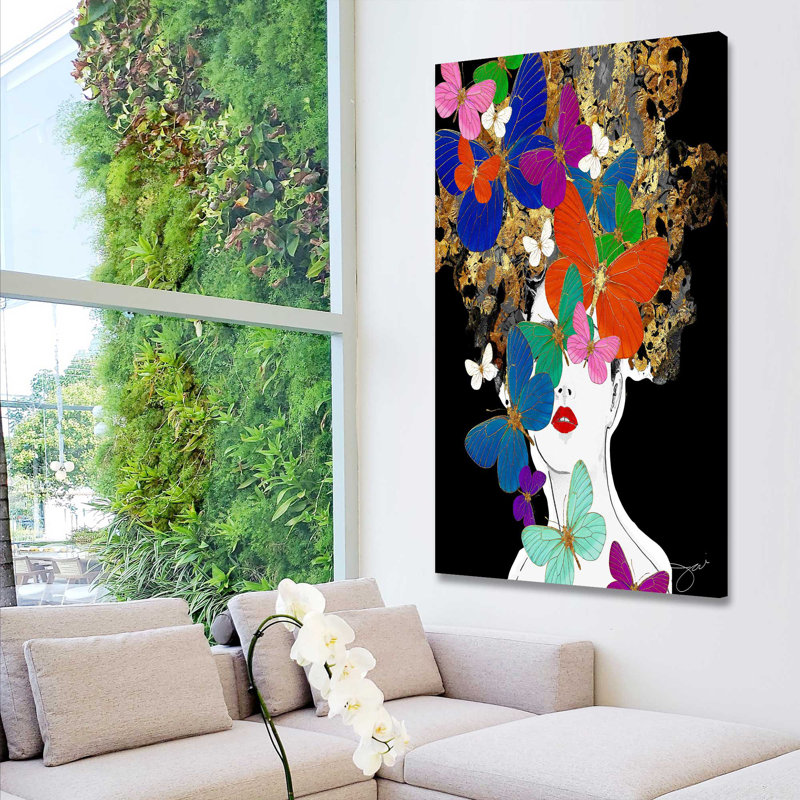 «Butterfly Girl (Vertical)» par Jodi - impression, Toile tendue, H 30 po x l 18 po x P 1 po