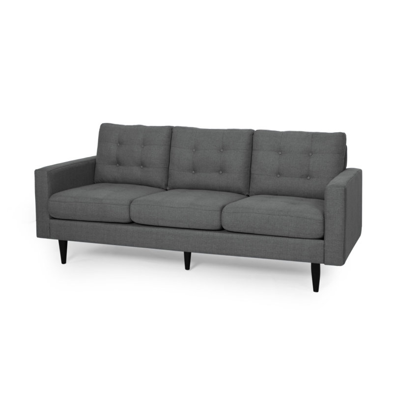 Cudahy 82.7" Tufted Sofa, Upholstered 3-Seater Sofa, Dark Gray Fabric