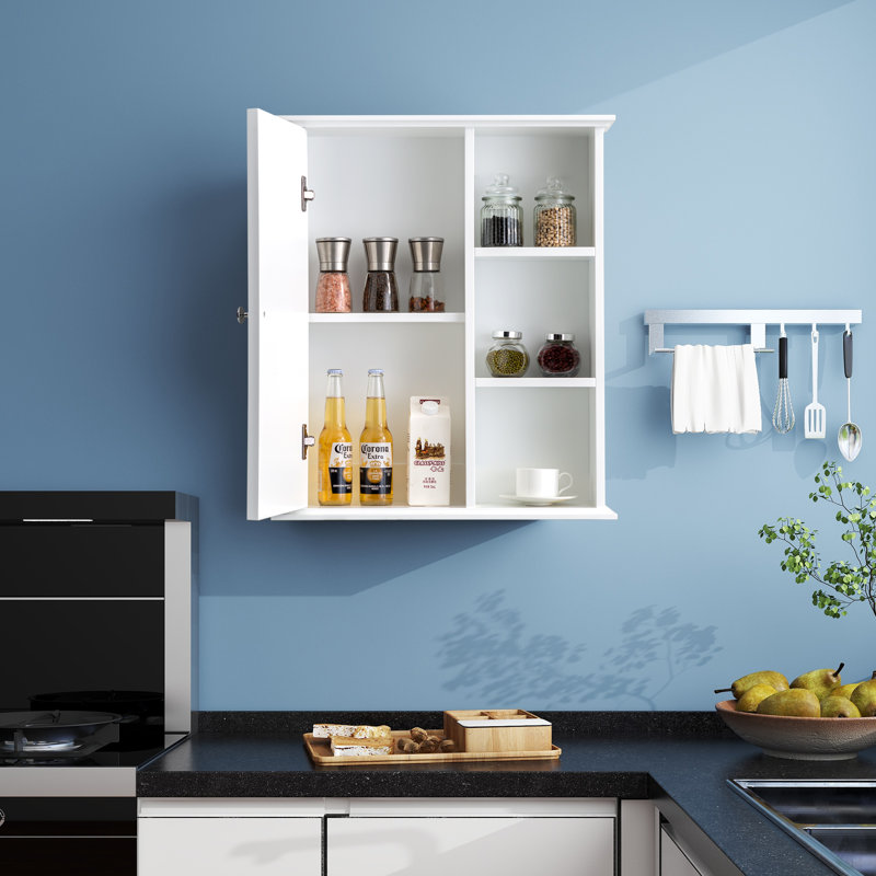  24 in. W x 7 in. D x 28 in. H Wall Bathroom Cabinet Over the Toilet Storage, White