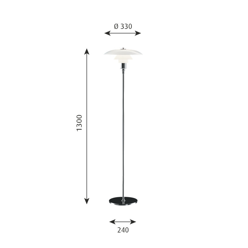 PH Floor Lamp, High Lustre Chrome Plated