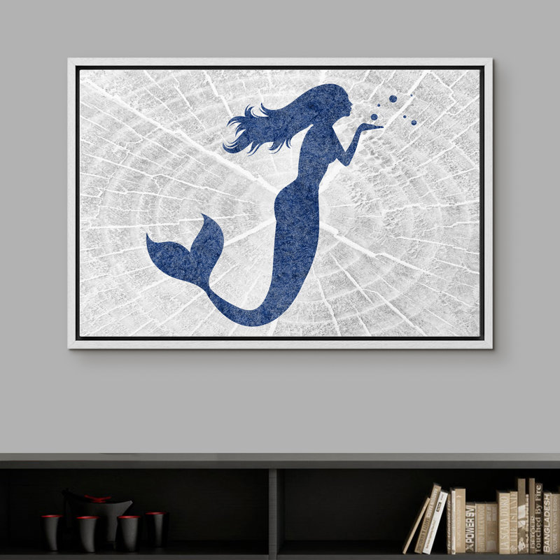 " Mermaid Blowing Bubbles ", White, 24" H x 36" W x 1.5" D