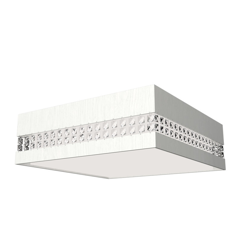 Plafonnier encastré 1 lumière DEL Cristais, H 5,85 po x l 21,45 po x P 21,45 po, Blanc organique