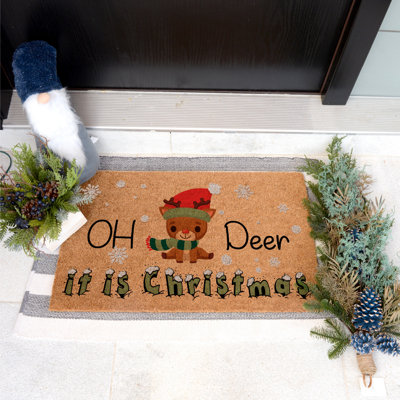 Tapis de porte d'extérieur antidérapant Oh Deer It Is Christmas