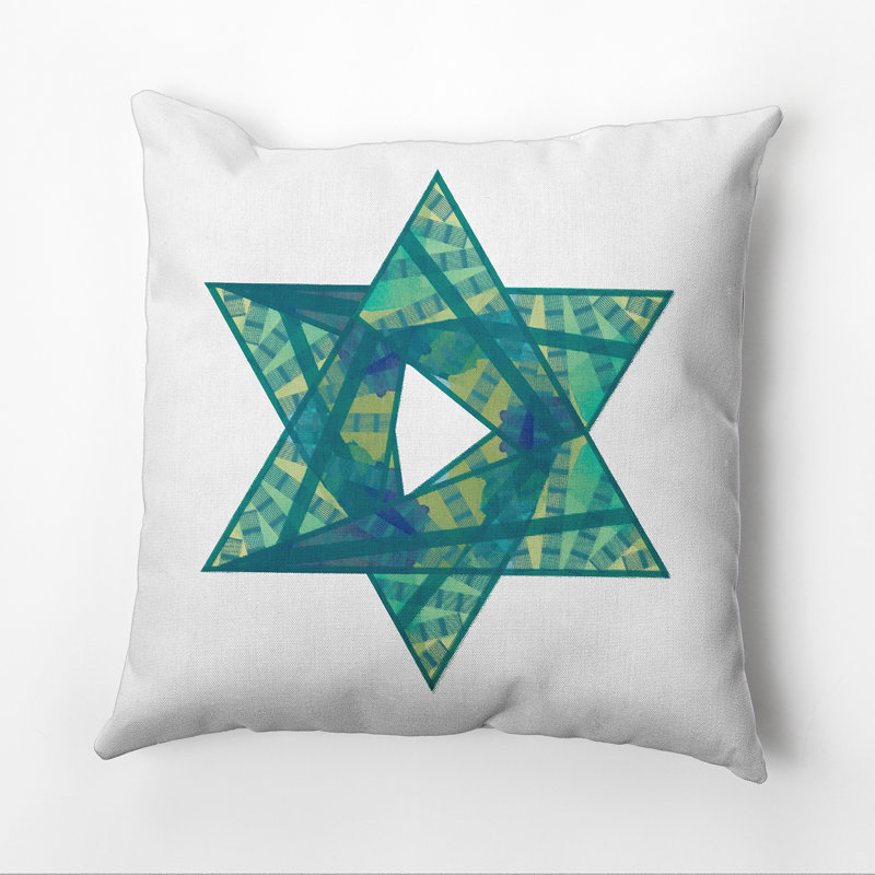 Hanukkah Reversible Throw Pillow, 18" x 18", Teal