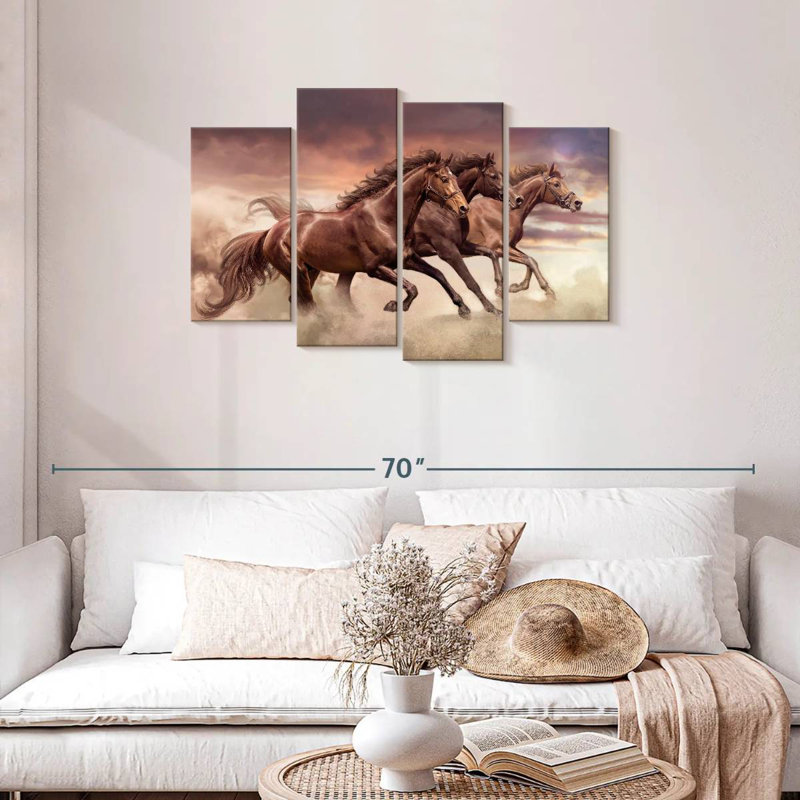Three Running Horses, H 27 po x l 43 po