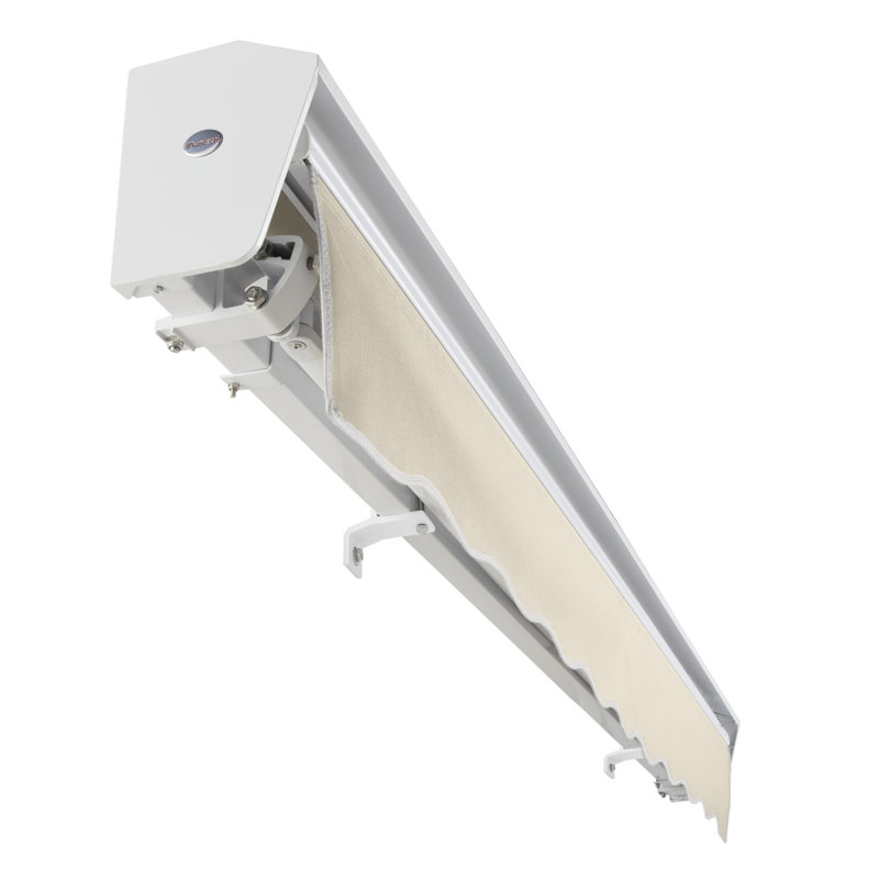 Auvent de patio rétractable avec capuchon Awntech Destin, Lin lin, l 12 pi x P 10 pi, Moteur droit