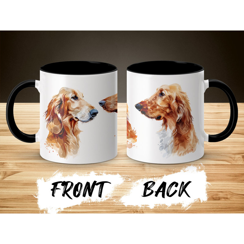 11oz Watercolour Golden Retriever Dog Accent Mug, Black, 2