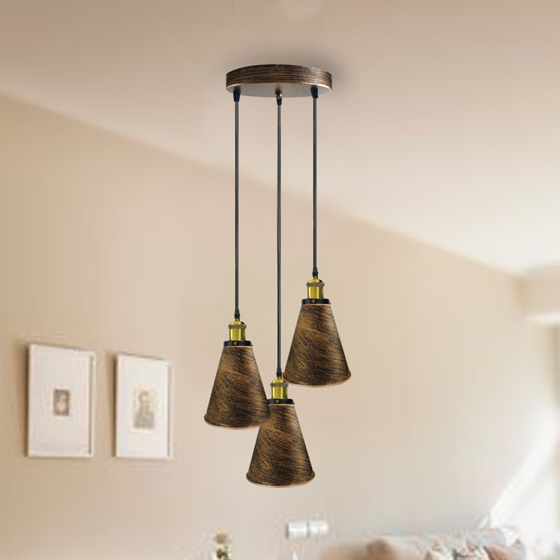 Lombardo 3 - Light Cluster Pendant, Brushed Copper