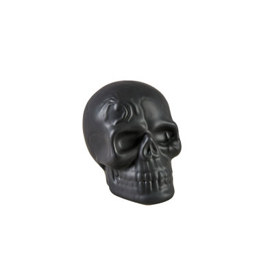 The Holiday Aisle® Porcelain Decorative Skull - For Halloween, Gothic Decor, Spooky Home Accents, Shelf Decorations, Table Centerpiece, Mantel Ornaments