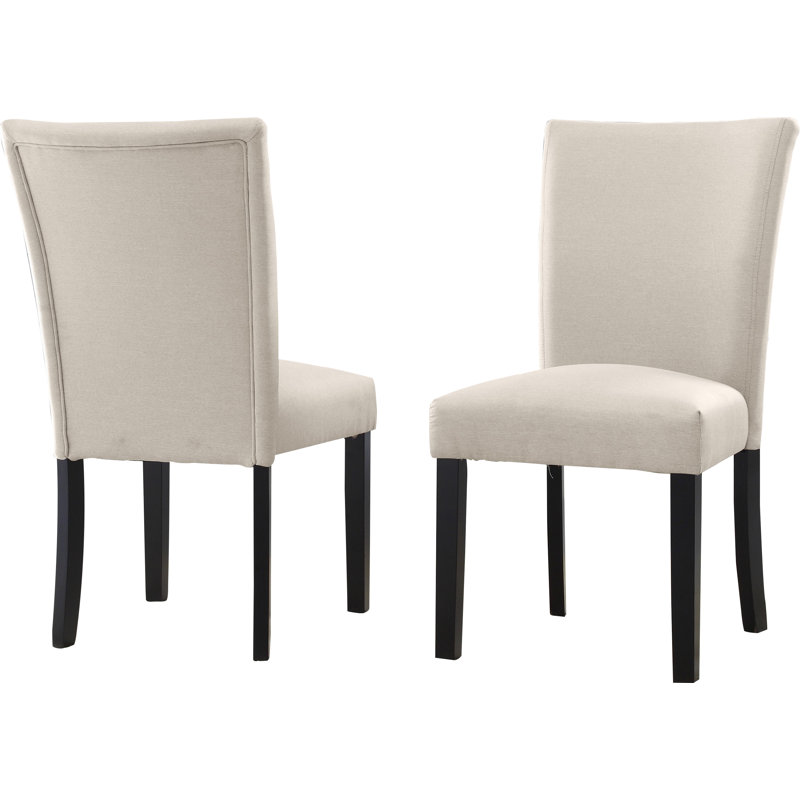Myrtille 20'' H Linen Upholstered Side Chair, Beige, Black