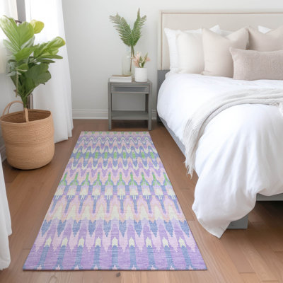 Tapis intérieur / extérieur en polyester tissé à la machine à motif abstrait lavande mâle