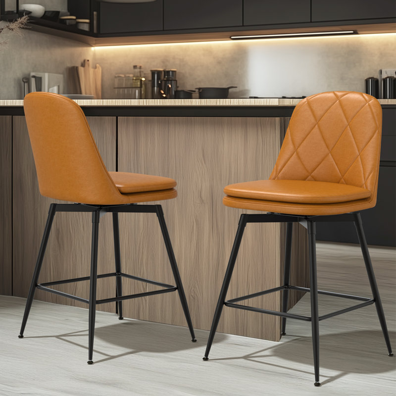 Tabouret de bar pivotant Pu - brun