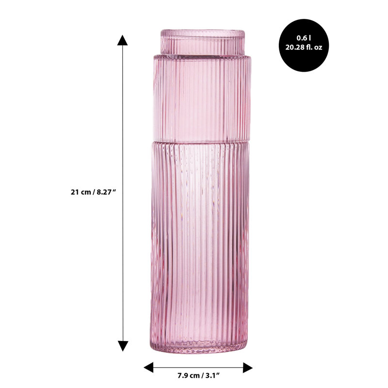 Carafe et ensemble de table en verre Oz., Rose