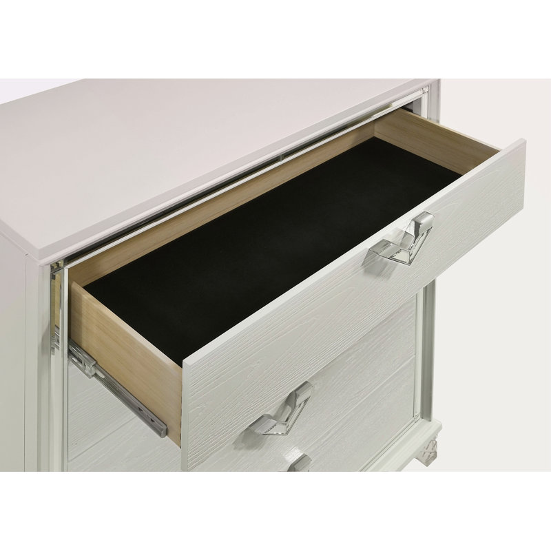 Table de chevet 2 tiroirs de style moderne avec lumière DEL et poignées en forme de V