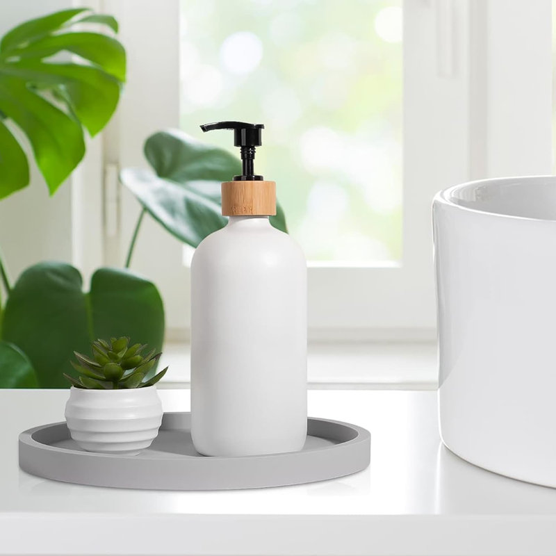 Plateau de salle de bain, plateau de meuble-lavabo rond, porte-savon décoré, table basse organisateur de table, bougies décorées, parfum, plantes