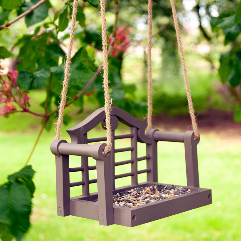 Minto Wood Hanging Tray Bird Feeder