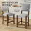 Ensemble de 4 tabourets de bar Mid-Century 40,4 po en lin gris avec pieds en bois massif-1561989059
