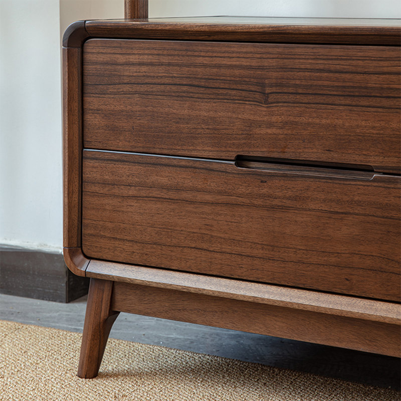 Solid Wood Coat Rack Dual Drawers