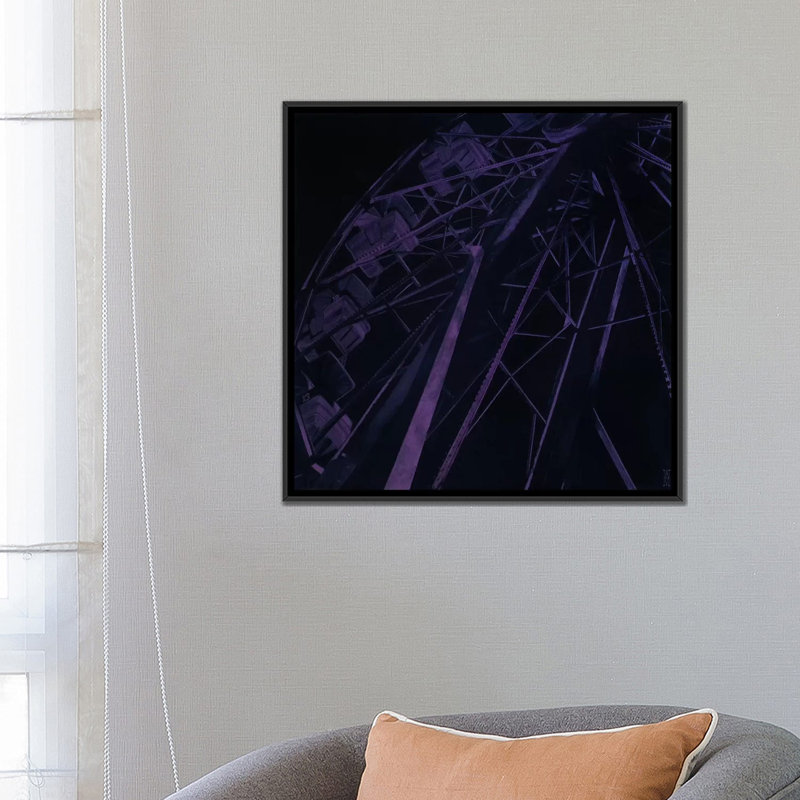 « fun forest night », impression sur toile tendue, H 26 po x l 26 po x P 1,5 po, Toile avec cadre noir, Pas de tapis