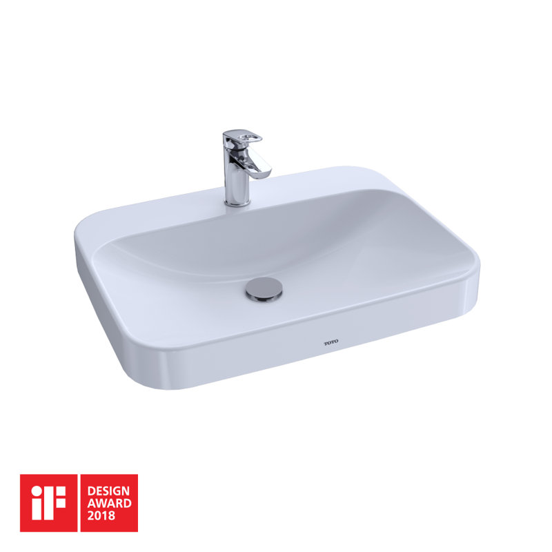 Lavabo de salle de bain vasque rectangulaire TOTO® Arvina ™ de 23 po avec CEFIONTECT pour robinets monotrou, blanc coton