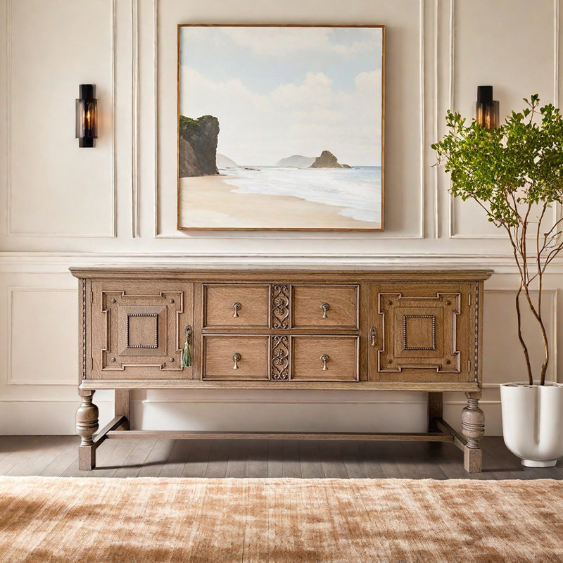 French-style vintage high-end sideboard, 37.4" H x 70.8" W x 17.7" D