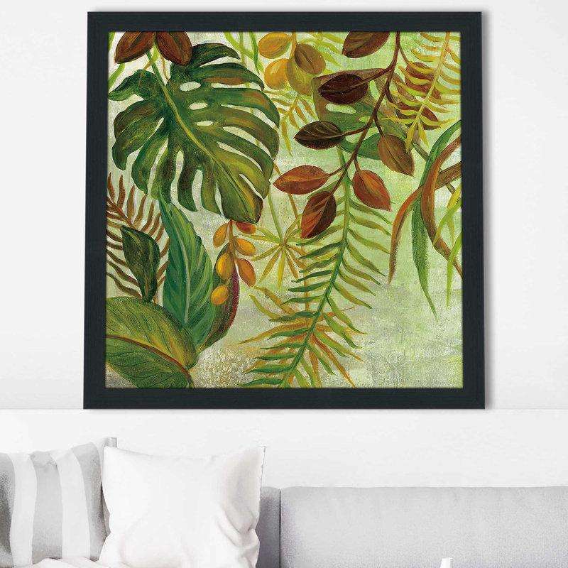 «Tropical Greenery I» par Silvia Vassileva, Cadre espresso, H 31,5 po x l 31,5 po x P 1 po