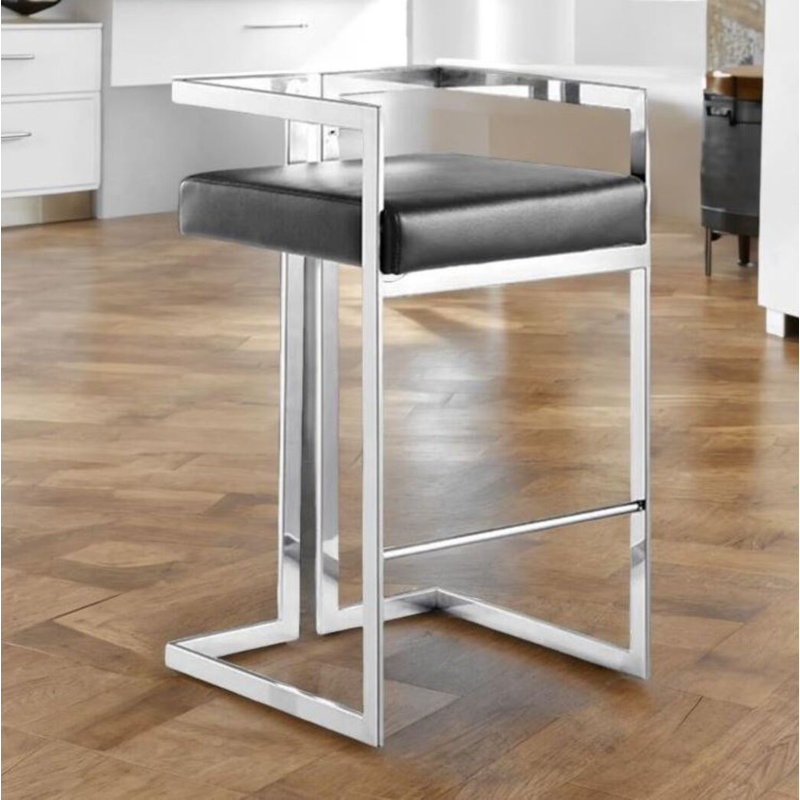 Tabouret en simili cuir Mantis, Doré, Blanc