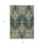 Tapis intérieur lavable à motif ikat vert et doré 5 pi x 8 pi