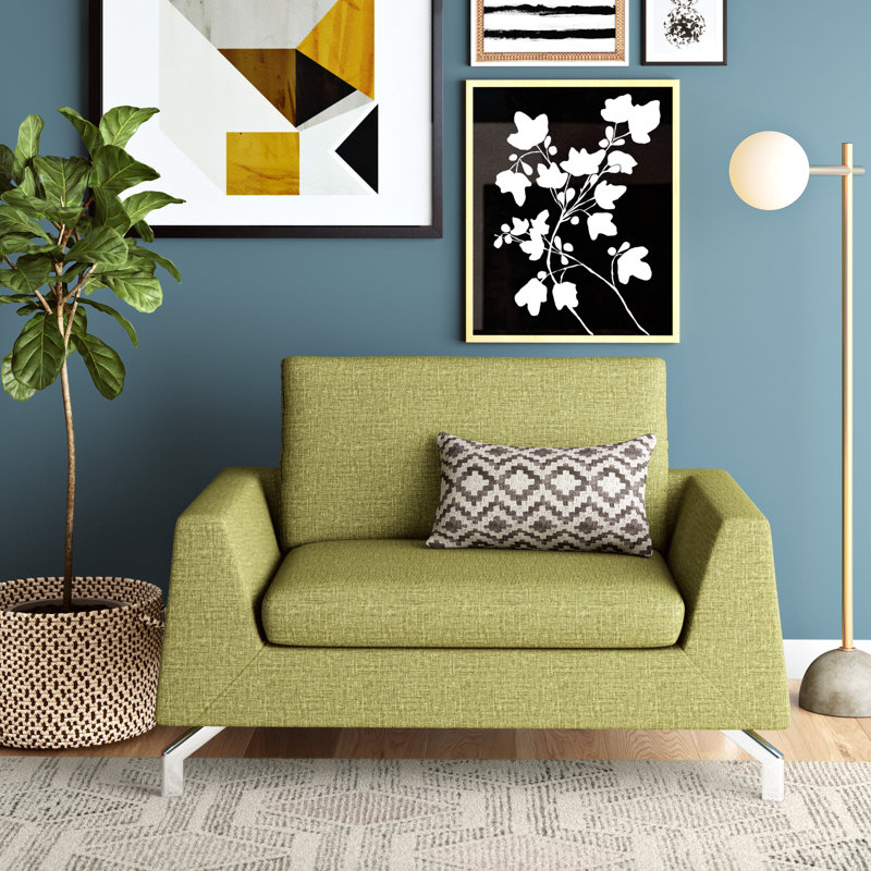 Almondsbury Upholstered 51.6'' Loveseat, Lemon Green 100% Linen