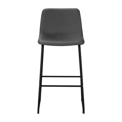 Grey Polyurethane Bar Height Office Chair with Curved Backrest and Black Metal Frame