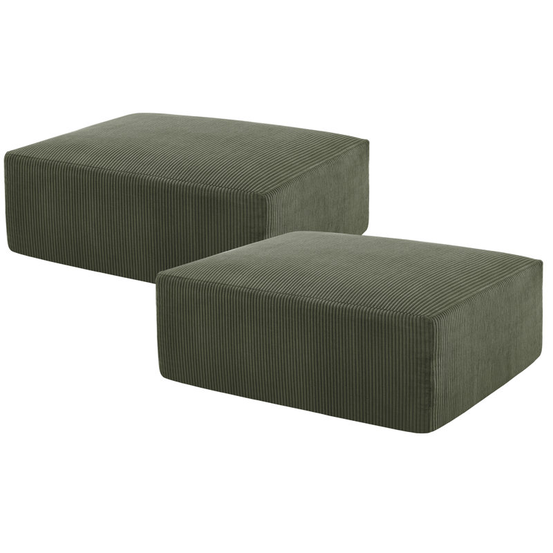 Repose-pieds 40,75 po en velours côtelé à compression pour le salon (ensemble de 2), Vert