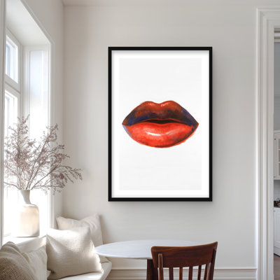 Red Lipstick Beauty Framed Matted Print for Home Decor