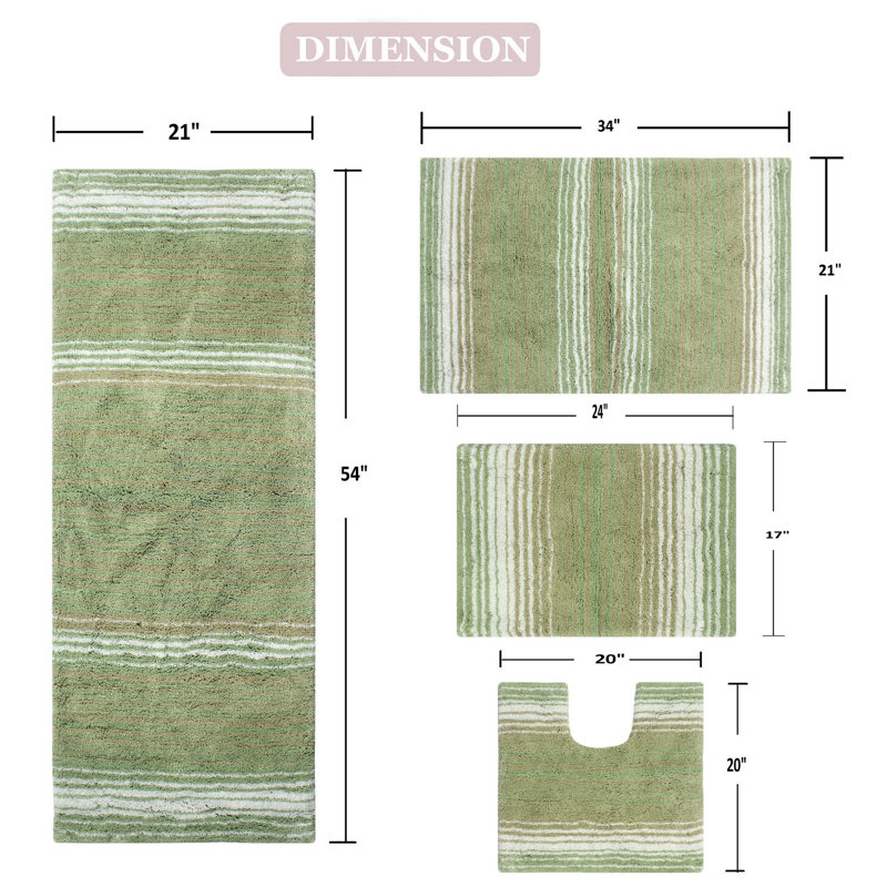 Tapis pour salle de bain 100% coton avec envers en latex, ISE