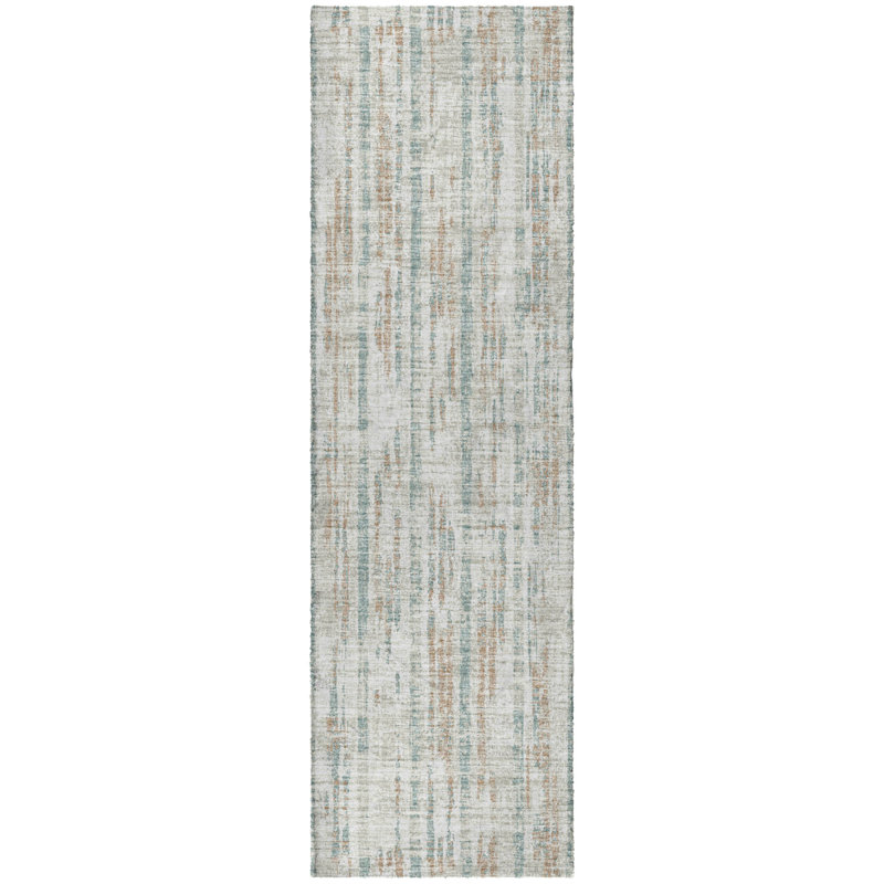 Premium Machine Washable Dream Shag ADS39 Broken Bars Rug, 2'3" x 7'6" Runner, Ivory